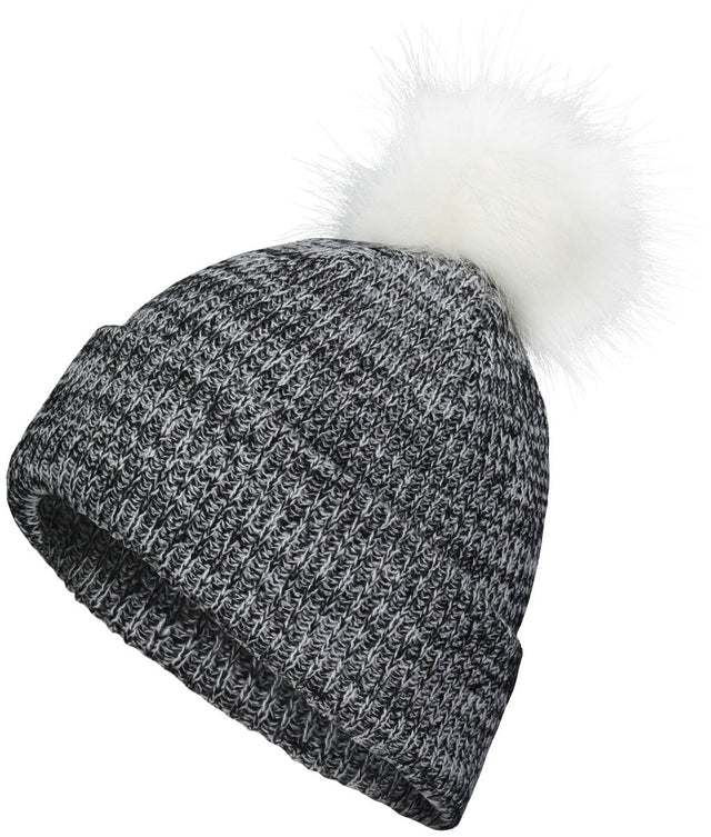 Pacific Headwear Faux Fur Pom Beanie - Pacific Headwear P604K BLACK/WHITE OS
