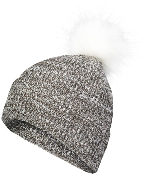 Pacific Headwear Faux Fur Pom Beanie - Pacific Headwear P604K BROWN/WHITE OS
