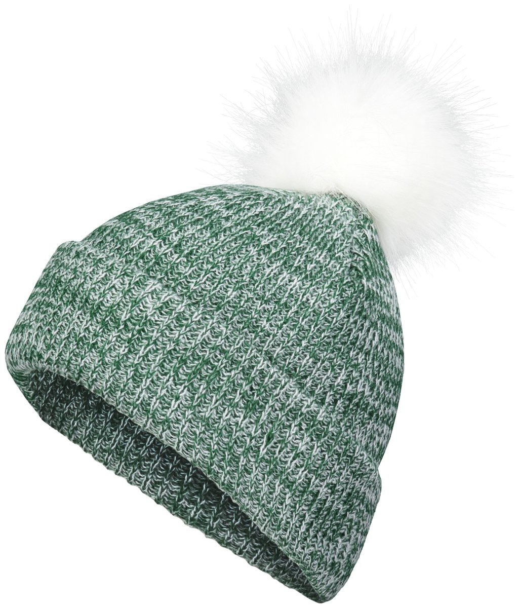 Pacific Headwear Faux Fur Pom Beanie - Pacific Headwear P604K DARK GREEN/WHITE OS