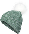 Pacific Headwear Faux Fur Pom Beanie - Pacific Headwear P604K DARK GREEN/WHITE OS