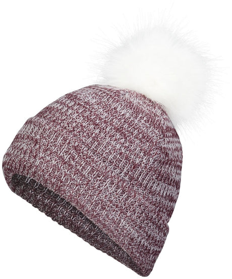 Pacific Headwear Faux Fur Pom Beanie - Pacific Headwear P604K MAROON/WHITE OS