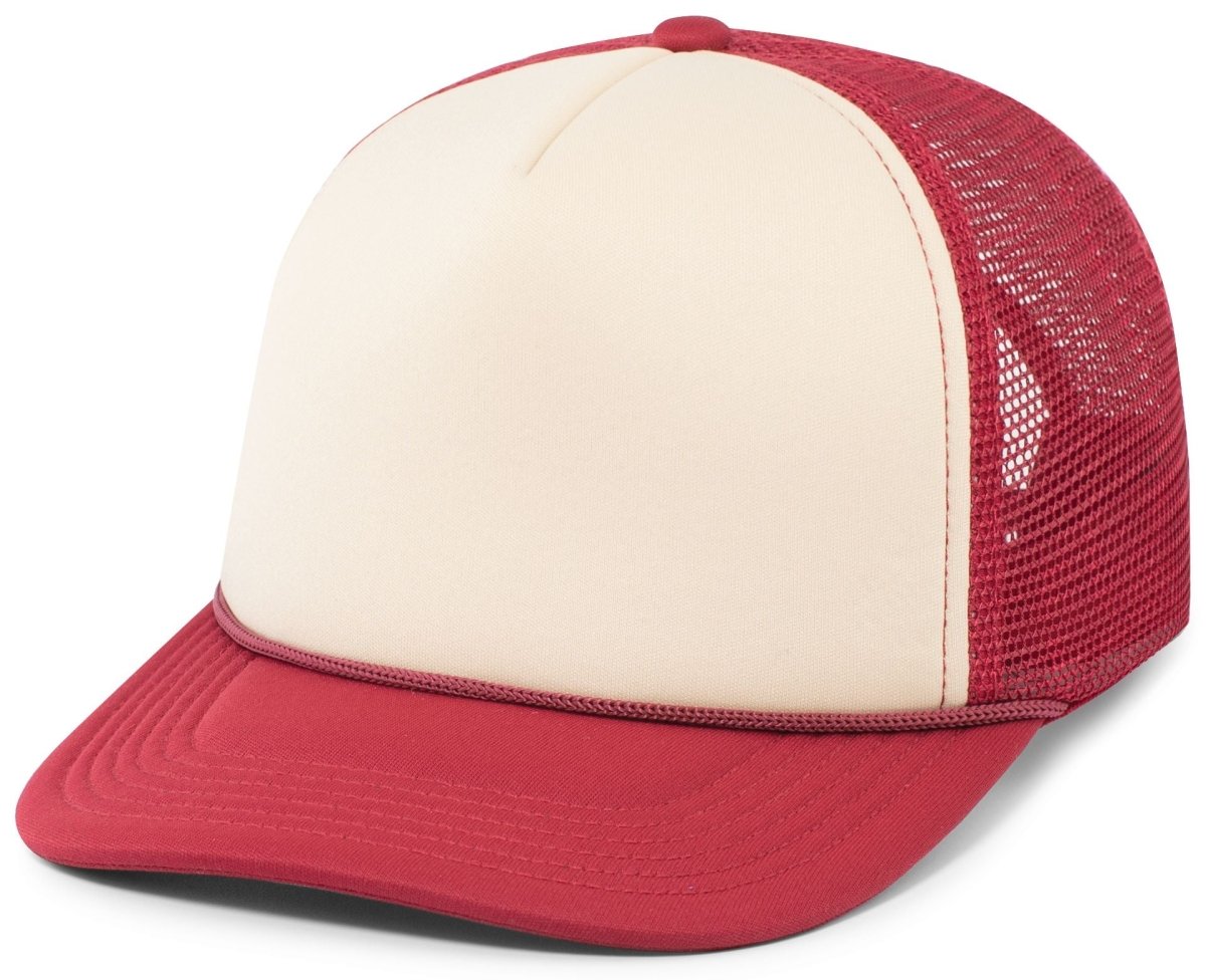 Pacific Headwear Foamie Fresh Trucker Cap - Pacific Headwear P782 KHAKI/DARK RED/DARK RED OS