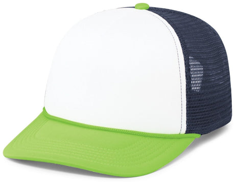 Pacific Headwear Foamie Fresh Trucker Cap - Pacific Headwear P782 WHITE/NAVY/NEON GREEN OS