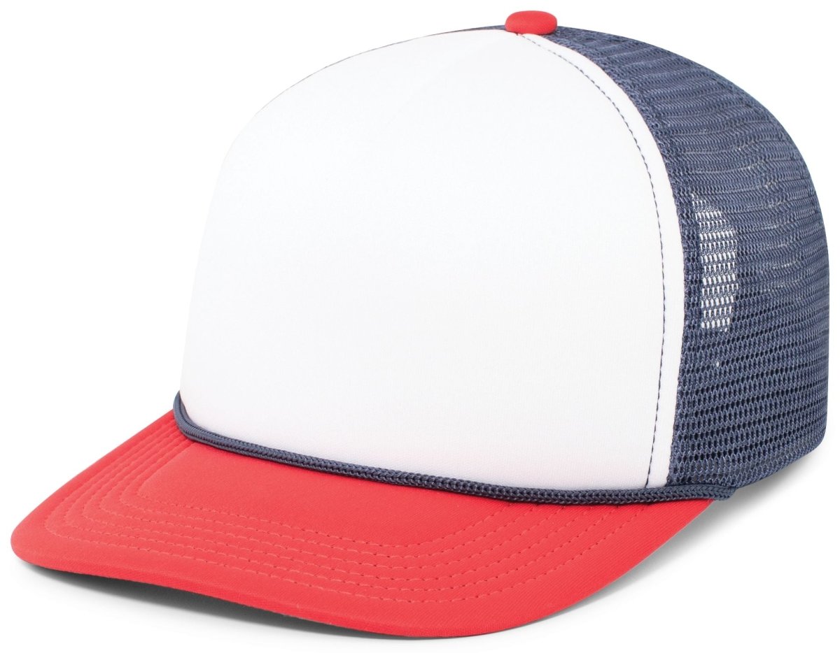 Pacific Headwear Foamie Fresh Trucker Cap - Pacific Headwear P782 WHITE/NAVY/RED OS
