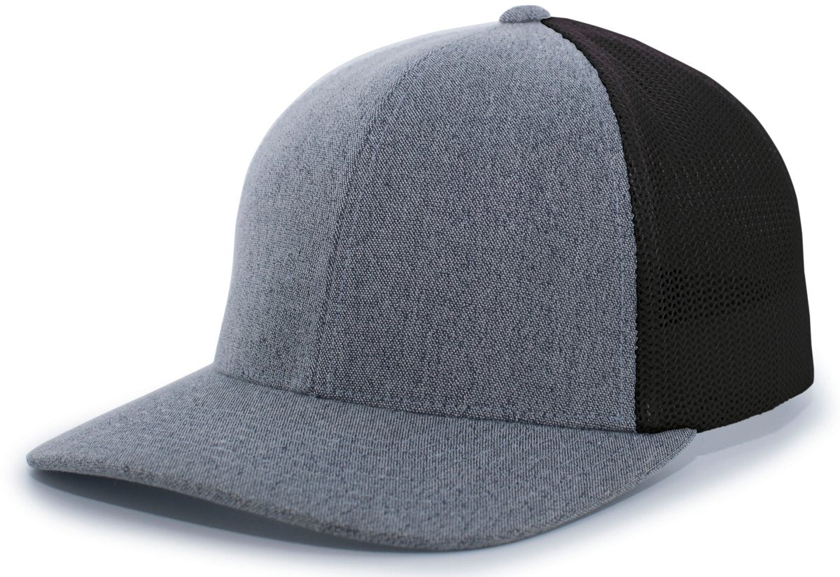 Pacific Headwear Heather Trucker PacFlex Cap - Pacific Headwear P405 GREY HEATHER/BLACK S/M