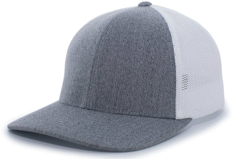 Pacific Headwear Heather Trucker PacFlex Cap - Pacific Headwear P405 GREY HEATHER/WHITE S/M