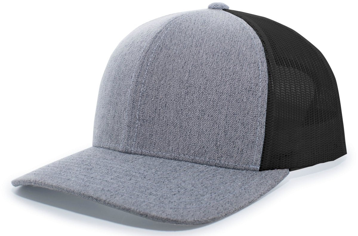 Pacific Headwear Heather Trucker Snapback Cap 110C GH/BK/GH OS