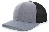 Pacific Headwear Heather Trucker Snapback Cap 110C GH/BK/GH OS