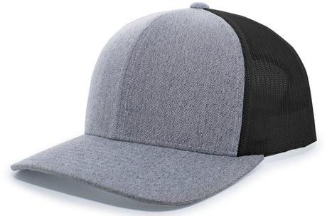 Pacific Headwear Heather Trucker Snapback Cap 110C GH/BK/GH OS