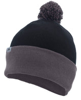 Pacific Headwear Knit Fold Over Pom - Pom Beanie 641K BLACK/GRAPHITE OS