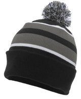 Pacific Headwear Knit Fold Over Pom - Pom Beanie 641K BLACK/GRAPHITE/WHITE OS