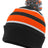 Pacific Headwear Knit Fold Over Pom - Pom Beanie 641K BLACK/ORANGE/WHITE OS