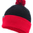 Pacific Headwear Knit Fold Over Pom - Pom Beanie 641K BLACK/RED OS