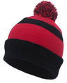 Pacific Headwear Knit Fold Over Pom - Pom Beanie 641K BLACK/RED/BLACK OS