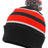 Pacific Headwear Knit Fold Over Pom - Pom Beanie 641K BLACK/RED/WHITE OS