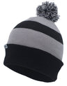 Pacific Headwear Knit Fold Over Pom - Pom Beanie 641K BLACK/SILVER/BLACK OS