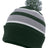 Pacific Headwear Knit Fold Over Pom - Pom Beanie 641K DARK GREEN/SILVER/WHITE OS
