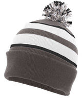 Pacific Headwear Knit Fold Over Pom - Pom Beanie 641K GRAPHITE/WHITE/BLACK OS