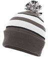 Pacific Headwear Knit Fold Over Pom - Pom Beanie 641K GRAPHITE/WHITE/BLACK OS