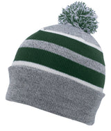 Pacific Headwear Knit Fold Over Pom - Pom Beanie 641K HEATHER/DARK GREEN/WHITE OS