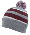 Pacific Headwear Knit Fold Over Pom - Pom Beanie 641K HEATHER/MAROON/WHITE OS