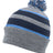 Pacific Headwear Knit Fold Over Pom - Pom Beanie 641K HEATHER/NAVY/COLUMBIA BLUE OS