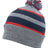 Pacific Headwear Knit Fold Over Pom - Pom Beanie 641K HEATHER/NAVY/RED OS