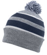 Pacific Headwear Knit Fold Over Pom - Pom Beanie 641K HEATHER/NAVY/WHITE OS