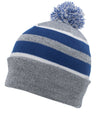 Pacific Headwear Knit Fold Over Pom - Pom Beanie 641K HEATHER/ROYAL/WHITE OS