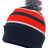 Pacific Headwear Knit Fold Over Pom - Pom Beanie 641K NAVY/RED/WHITE OS