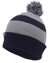 Pacific Headwear Knit Fold Over Pom - Pom Beanie 641K NAVY/SILVER/NAVY OS