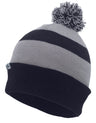 Pacific Headwear Knit Fold Over Pom - Pom Beanie 641K NAVY/SILVER/NAVY OS
