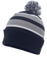 Pacific Headwear Knit Fold Over Pom - Pom Beanie 641K NAVY/SILVER/WHITE OS
