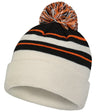 Pacific Headwear Knit Fold Over Pom - Pom Beanie 641K OAT/BLACK/ORANGE OS