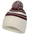 Pacific Headwear Knit Fold Over Pom - Pom Beanie 641K OAT/MAROON OS