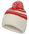 Pacific Headwear Knit Fold Over Pom - Pom Beanie 641K OAT/RED OS