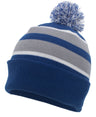 Pacific Headwear Knit Fold Over Pom - Pom Beanie 641K ROYAL/SILVER/WHITE OS