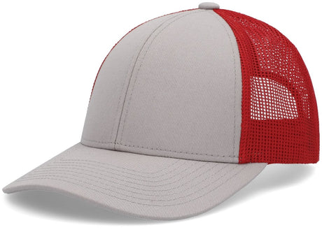 Pacific Headwear Low - Pro Trucker Cap - Pacific Headwear P114 HEATHER GREY/RED/HEATHER GREY OS
