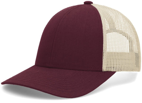 Pacific Headwear Low - Pro Trucker Cap - Pacific Headwear P114 MAROON/BEIGE/MAROON OS