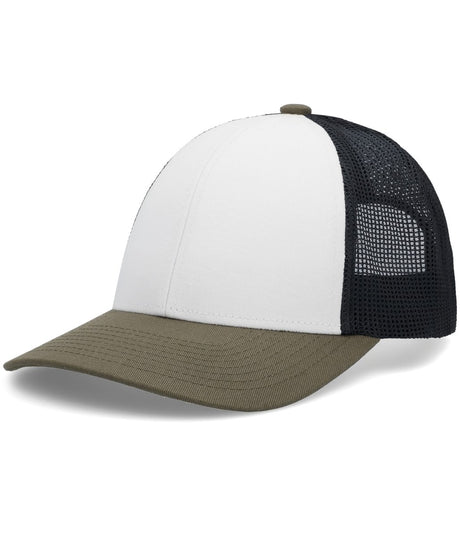Pacific Headwear Low - Pro Trucker Cap - Pacific Headwear P114 WHITE/LIGHT CHARCOAL/MOSS OS