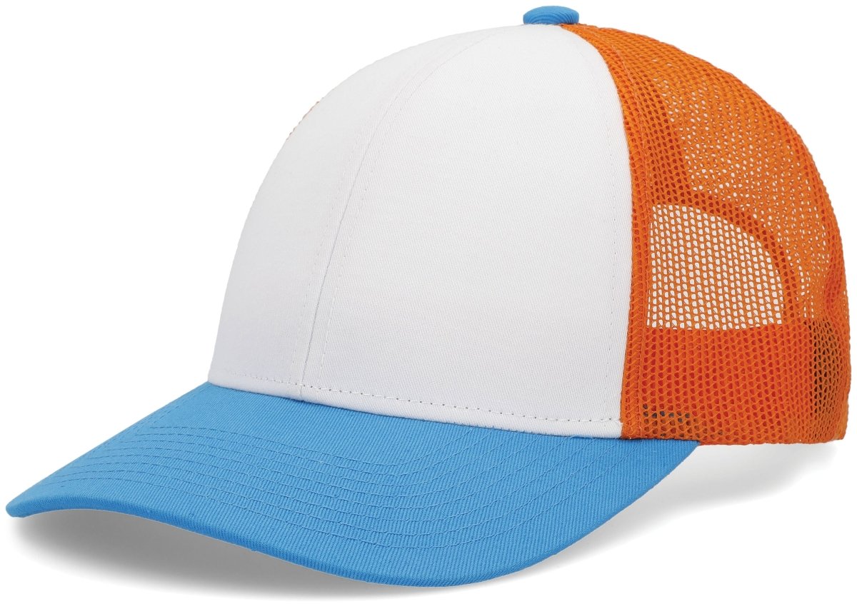 Pacific Headwear Low - Pro Trucker Cap - Pacific Headwear P114 WHITE/NEON ORANGE/PANTHER TEAL OS