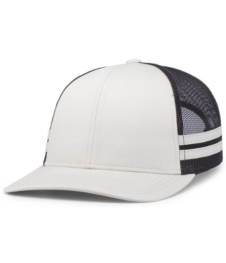 Pacific Headwear Low - Profile Stripe Trucker Cap - Pacific Headwear P115 BIRCH/LIGHT CHARCOAL/BIRCH OS