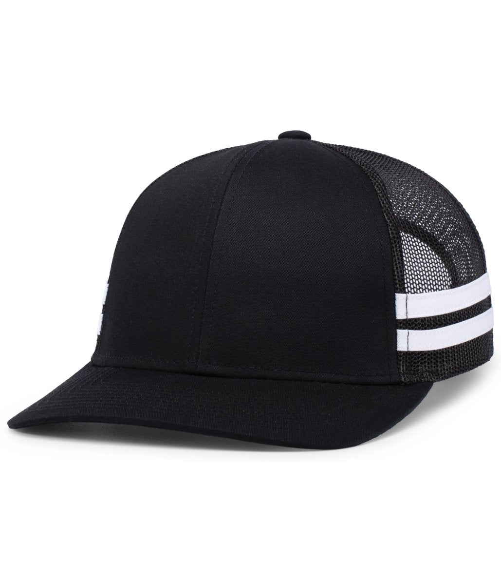 Pacific Headwear Low - Profile Stripe Trucker Cap - Pacific Headwear P115 BLACK/WHITE OS