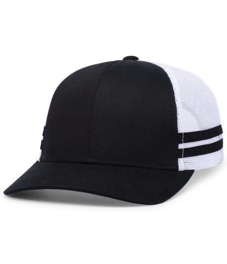 Pacific Headwear Low - Profile Stripe Trucker Cap - Pacific Headwear P115 BLACK/WHITE/BLACK OS