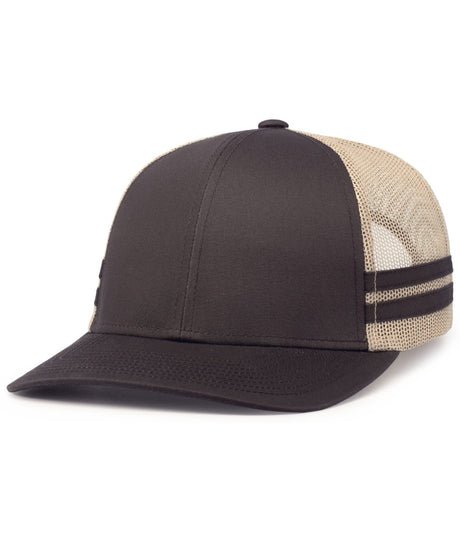 Pacific Headwear Low - Profile Stripe Trucker Cap - Pacific Headwear P115 BROWN/KHAKI/BROWN OS