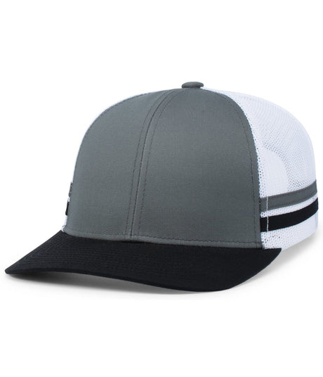 Pacific Headwear Low - Profile Stripe Trucker Cap - Pacific Headwear P115 GRAPHITE/WHITE/BLACK OS