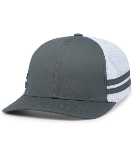 Pacific Headwear Low - Profile Stripe Trucker Cap - Pacific Headwear P115 GRAPHITE/WHITE/GRAPHITE OS