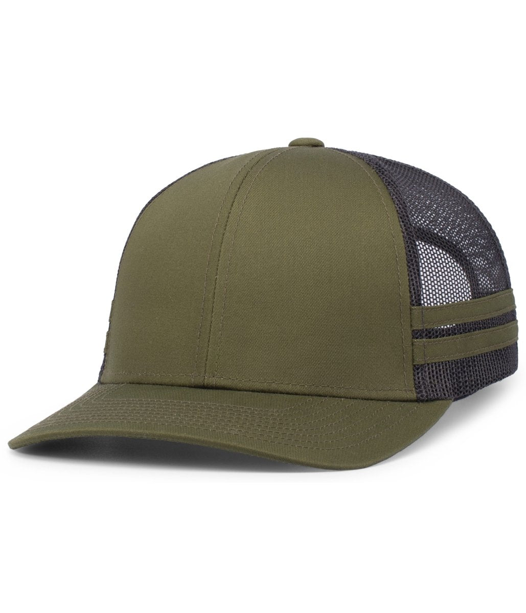 Pacific Headwear Low - Profile Stripe Trucker Cap - Pacific Headwear P115 MOSS/LT CHARCOAL/MOSS OS