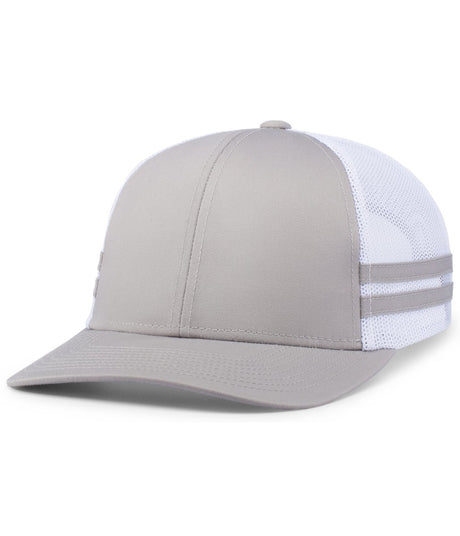 Pacific Headwear Low - Profile Stripe Trucker Cap - Pacific Headwear P115 SILVER/WHITE/SILVER OS