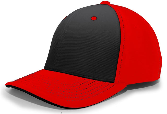 Pacific Headwear M2 Performance PacFlex Contrast Cap 398F BLACK/RED/RED S/M